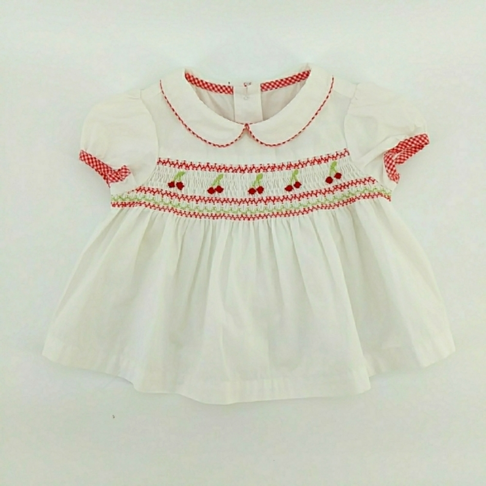 Janie and Jack Cherry Red Gingham White Shirt 3-6 Months
